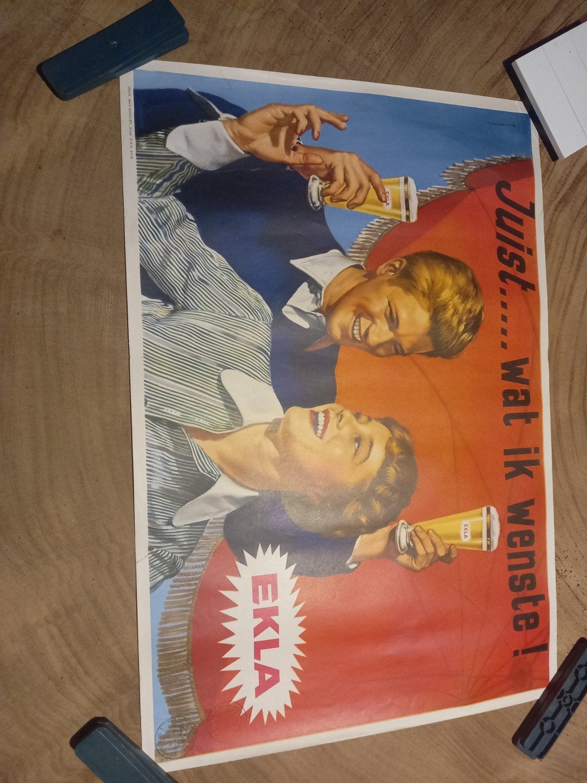 oude affiche Ekla pils, Verzamelen, Ophalen, Zo goed als nieuw