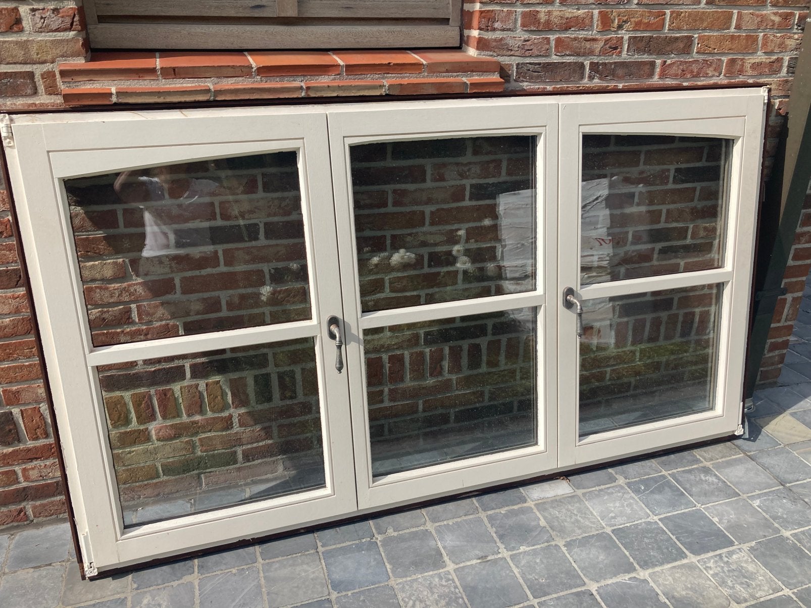 Raam in merbau hout, Ophalen, Gebruikt, Hout