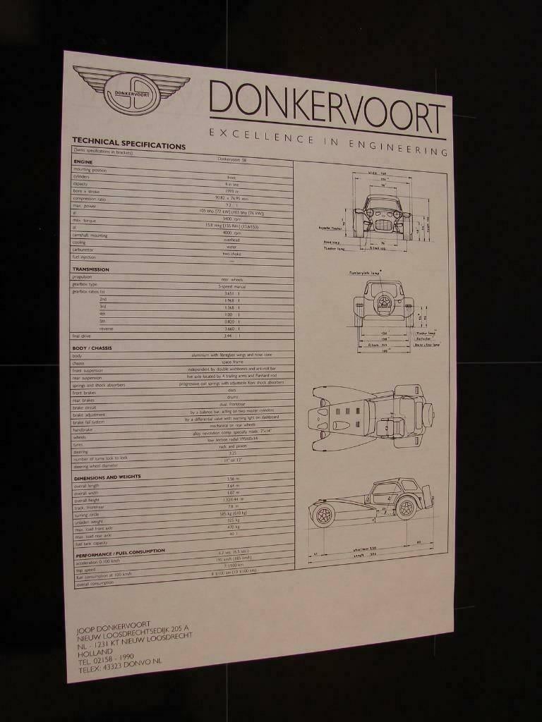 Dépliants Donkervoort S8 S8A S8AT, Livres, Autos | Brochures & Magazines, Enlèvement ou Envoi, Autres marques