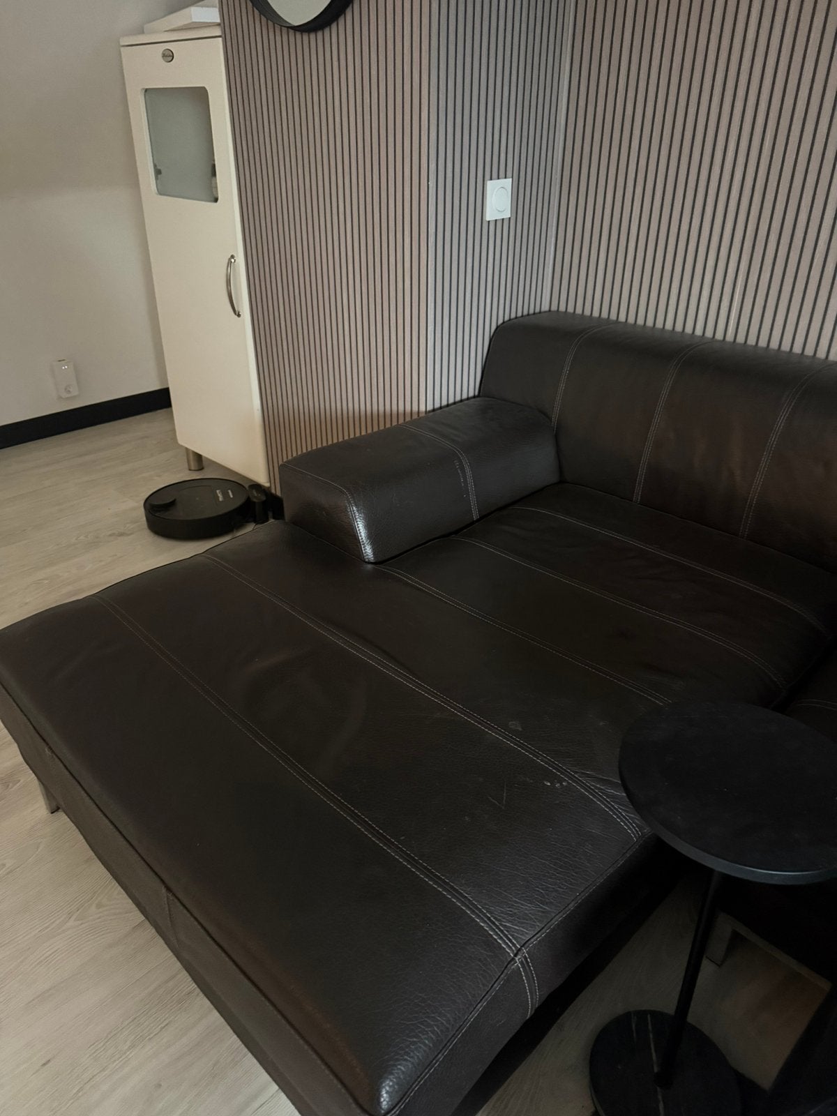 Meridienne / canape cuir brun, Huis en Inrichting, Zetels | Complete zithoeken, Ophalen, Zo goed als nieuw, Leer