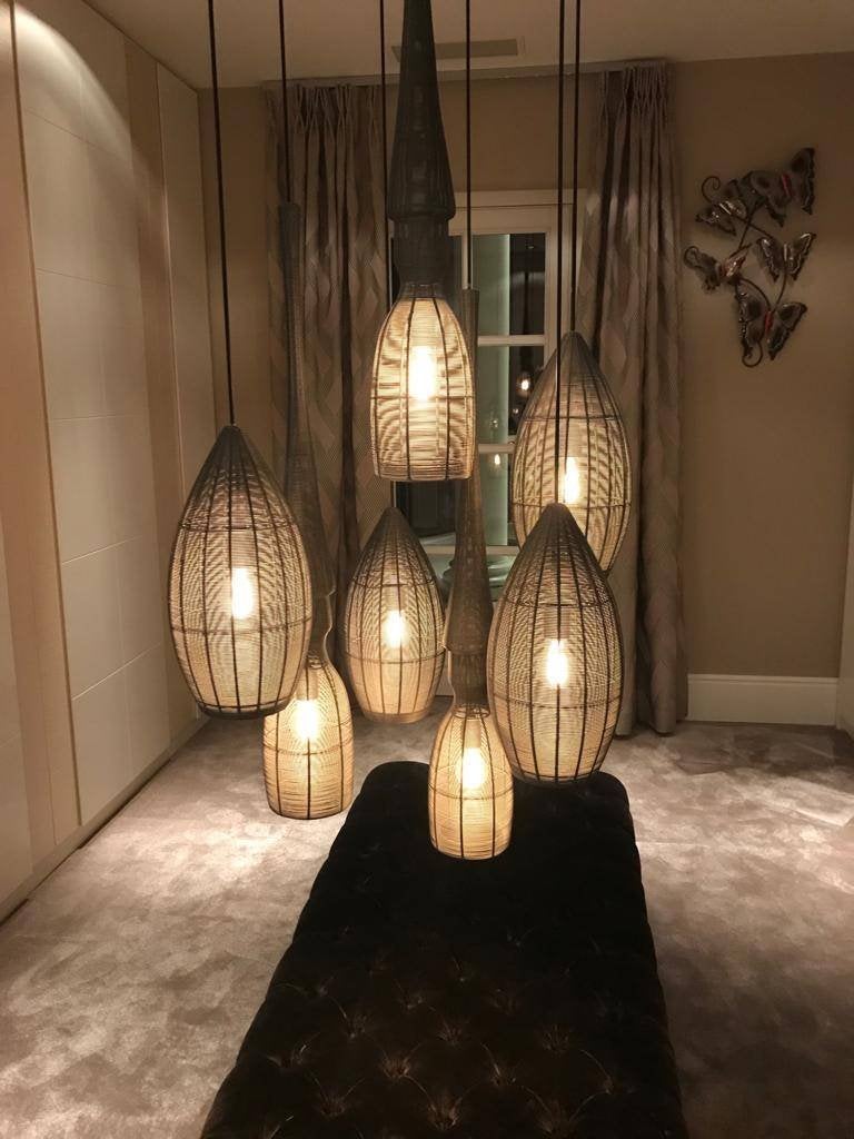 Unieke set van 7 grote designhanglampen, Huis en Inrichting, Ophalen, Modern design / industrieel / bohemian, Nieuw, E27 (groot)