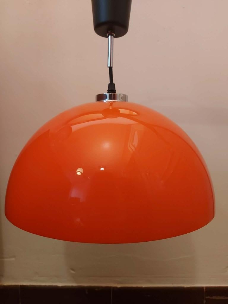 Oranje Space Age design hanglamp, 1970s, Space Age, Autres couleurs, Rond, Comme neuf