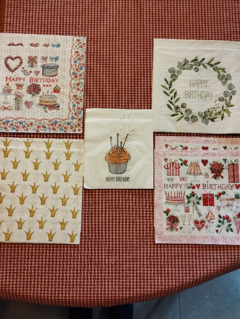 10 decoupage servetten verjaardag, Verzenden, Overige thema's, Nieuw, Meerkleurig