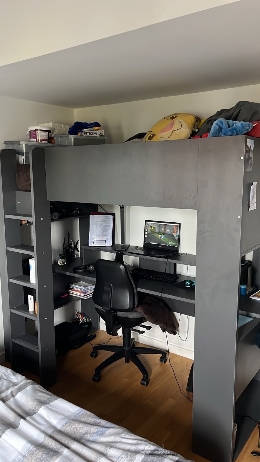 Lit superposé avec bureau — excellent état, 100 cm, 210 cm, Une personne, 180 à 200 cm