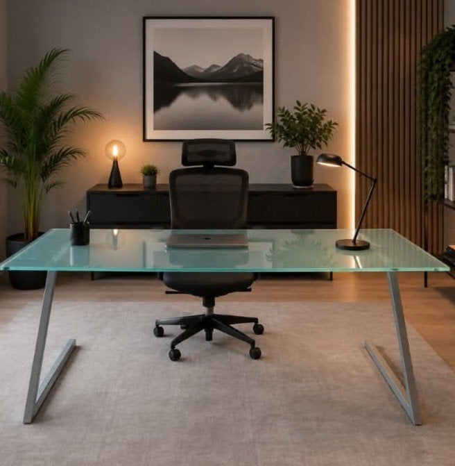 Moderne glazen  / aluminium bureau, Huis en Inrichting, Bureaus, Ophalen