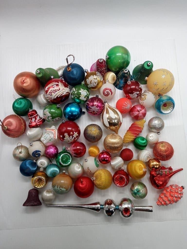 Grote partij vintage kunststof kerstballen, Ophalen of Verzenden, Gebruikt
