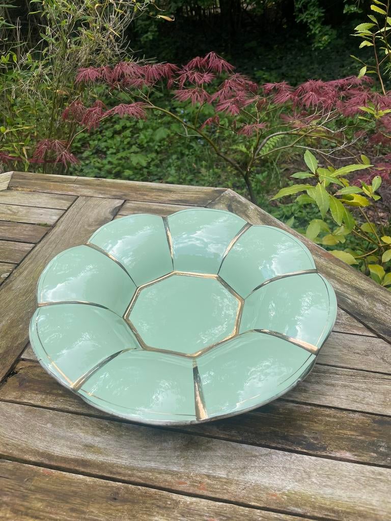 Plat plissé vert clair de Boch, Enlèvement ou Envoi