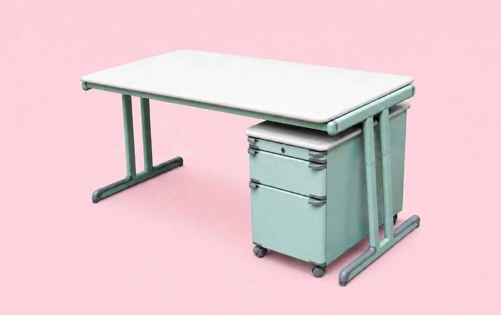 Vintage bureau met verrijdbaar ladeblok - Panto italy, Vintage, Ophalen, Gebruikt, Metaal