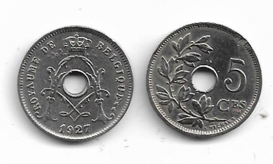 België: 5 cent 1927 FR = zeldzamer = morin 369, Verzenden, Losse munt