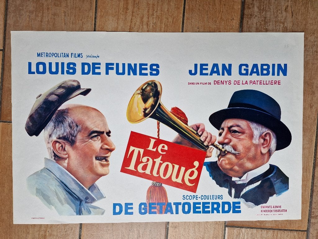 filmaffiche Louis De Funes le tatoué 1968 filmposter, Enlèvement ou Envoi, Rectangulaire horizontal, A1 jusqu'à A3, Comme neuf