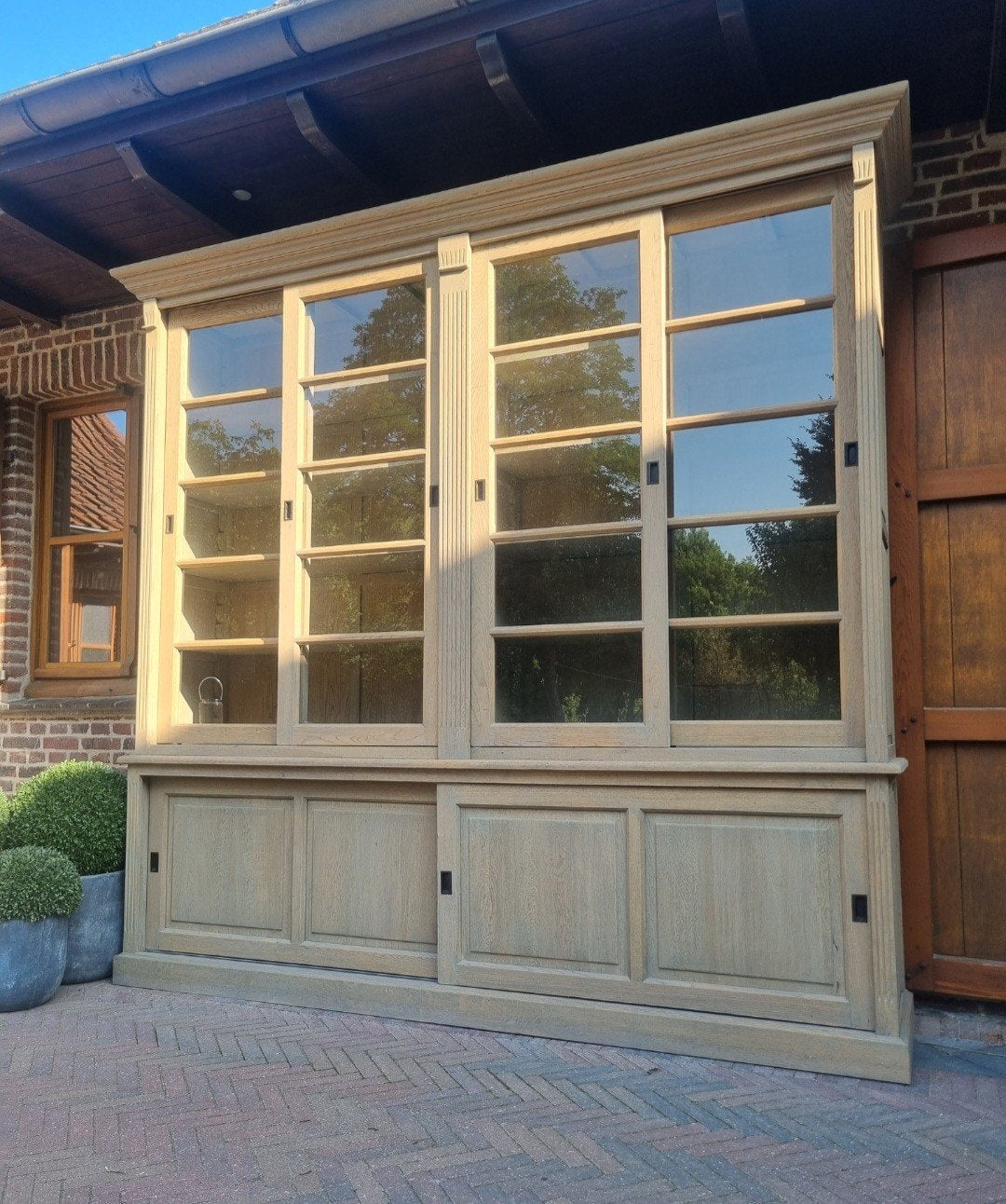 Eiken buffetkast/vitrinekast flamant GRATIS LEVERING, Huis en Inrichting, Ophalen, 200 cm of meer, ., .flamant