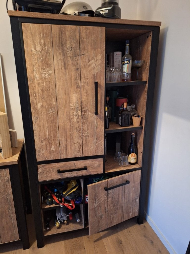 Vitrinekast, Huis en Inrichting, Ophalen, Gebruikt, 100 tot 150 cm, Teakhout