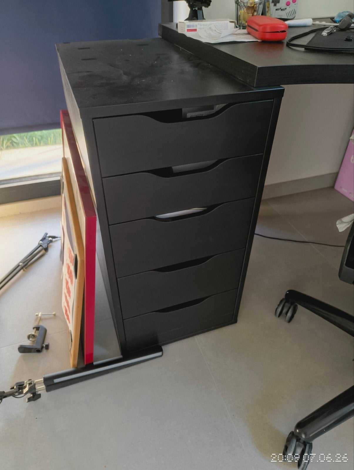 Zwarte 3 delige Ikea bureau, Ophalen, Zwart, Gebruikt, Hoekbureau