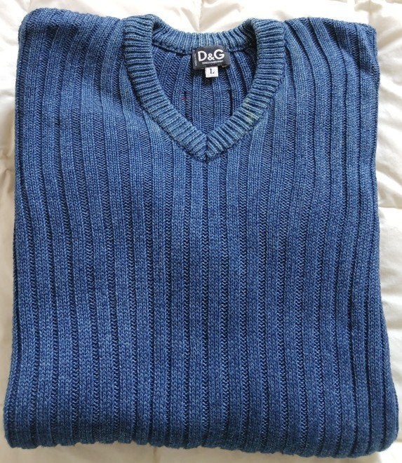 vintage sweater D&G in donkerblauwe kleur, Ophalen, Blauw, Maat 46/48 (XL) of groter, Zo goed als nieuw
