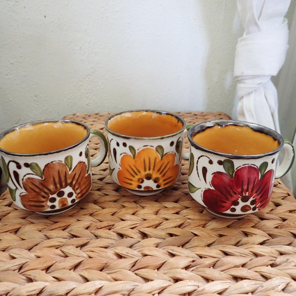 3 vintage Boch Nova tasjes met vrolijk bloemdecor Paradiso, Antiquités & Art, Enlèvement ou Envoi
