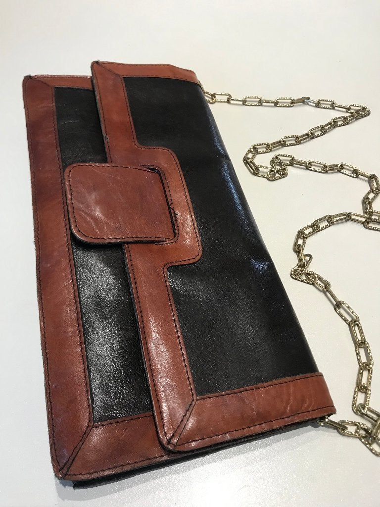 Stevige vintage handtas in sterk leder en sluiting, Handtassen en Accessoires, Ophalen, Zo goed als nieuw, Handtas
