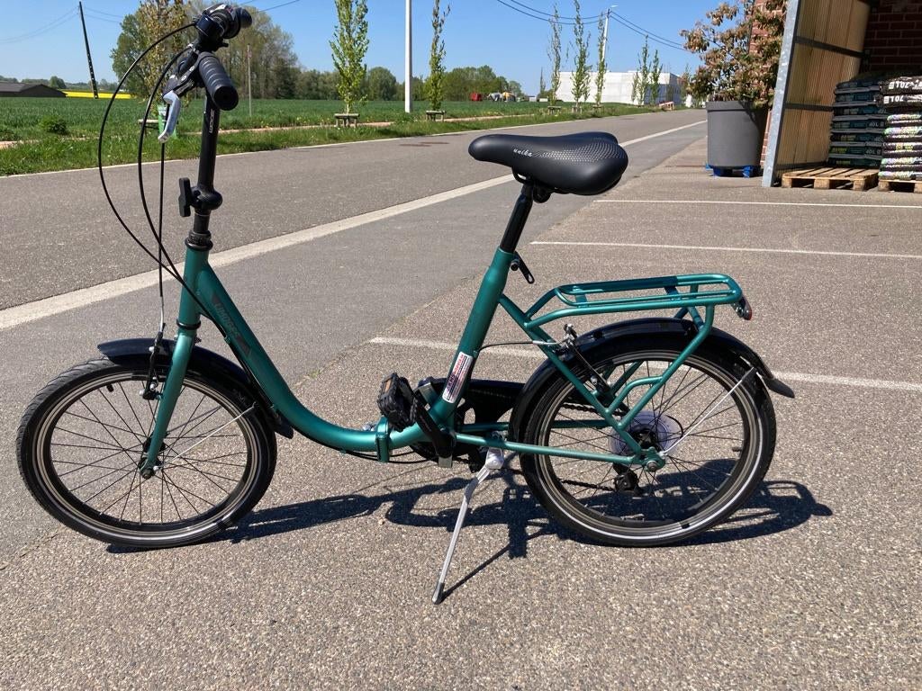 groene mini fiets plooibaar, Fietsen en Brommers, Fietsen | Vouwfietsen, Ophalen, Zo goed als nieuw, Deels opvouwbaar