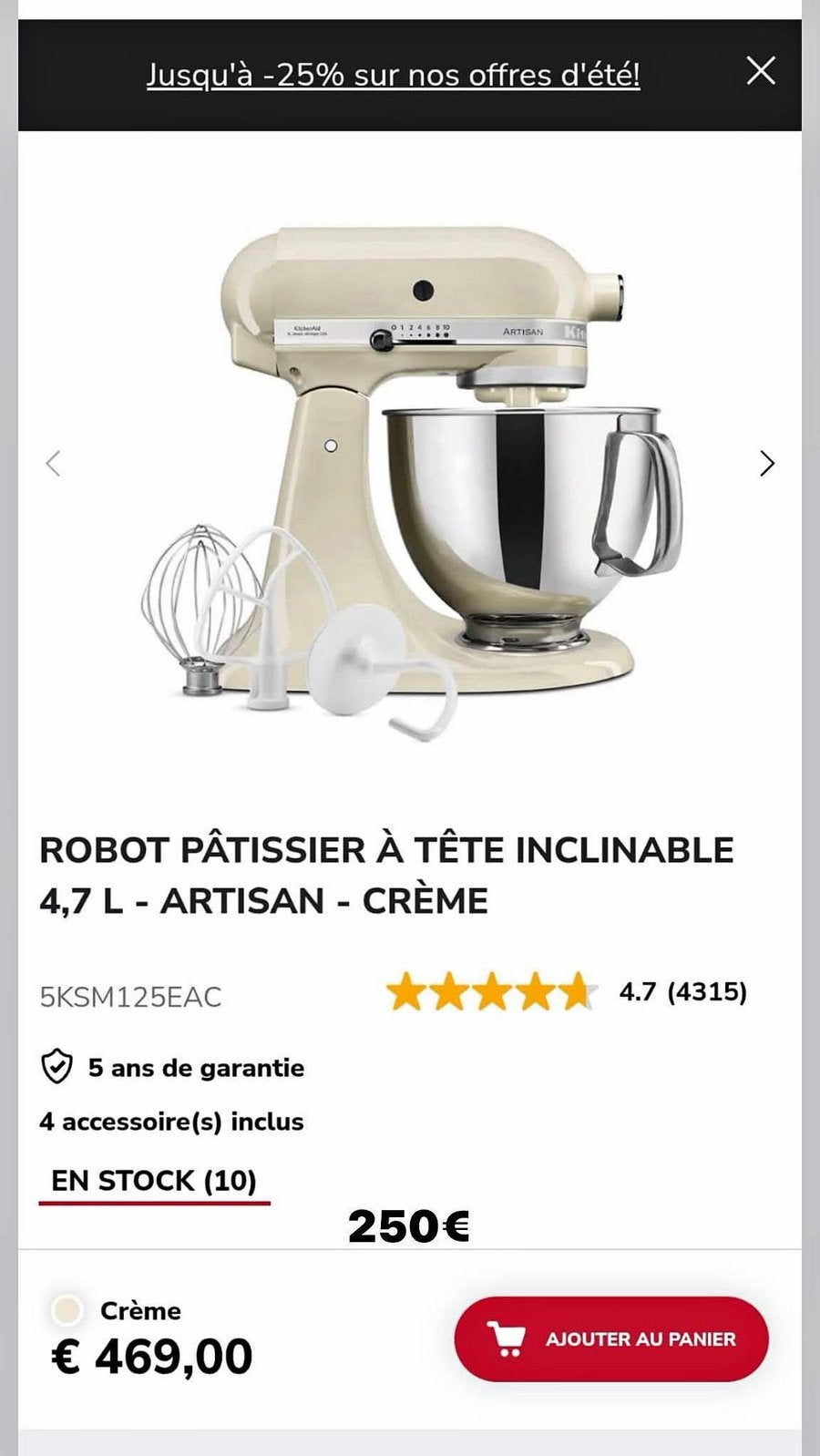 ROBOT Kitchenaid Artisan, Electroménager, Enlèvement, Neuf