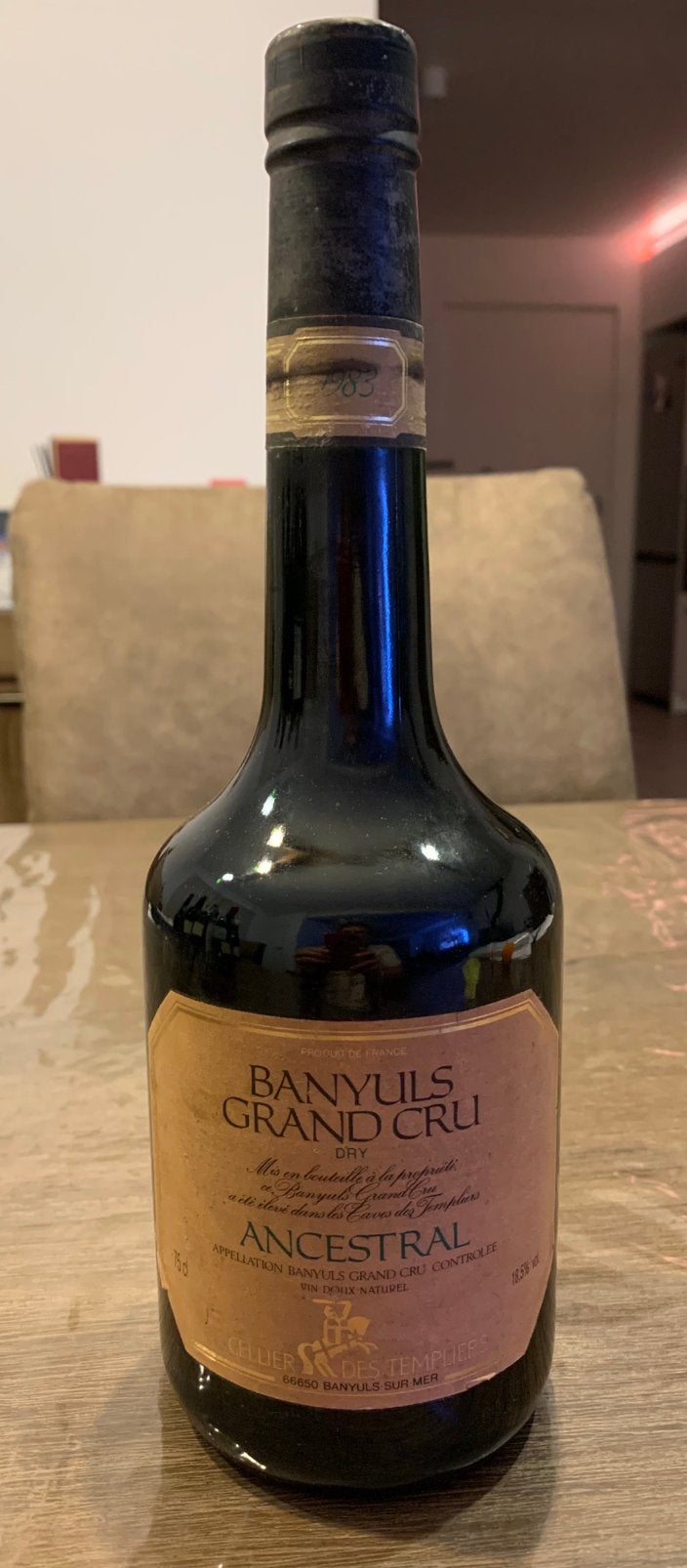 Banyuls Grand Cru Dry. Cellier Des Templiers., Collections, Enlèvement, Comme neuf, France, Pleine