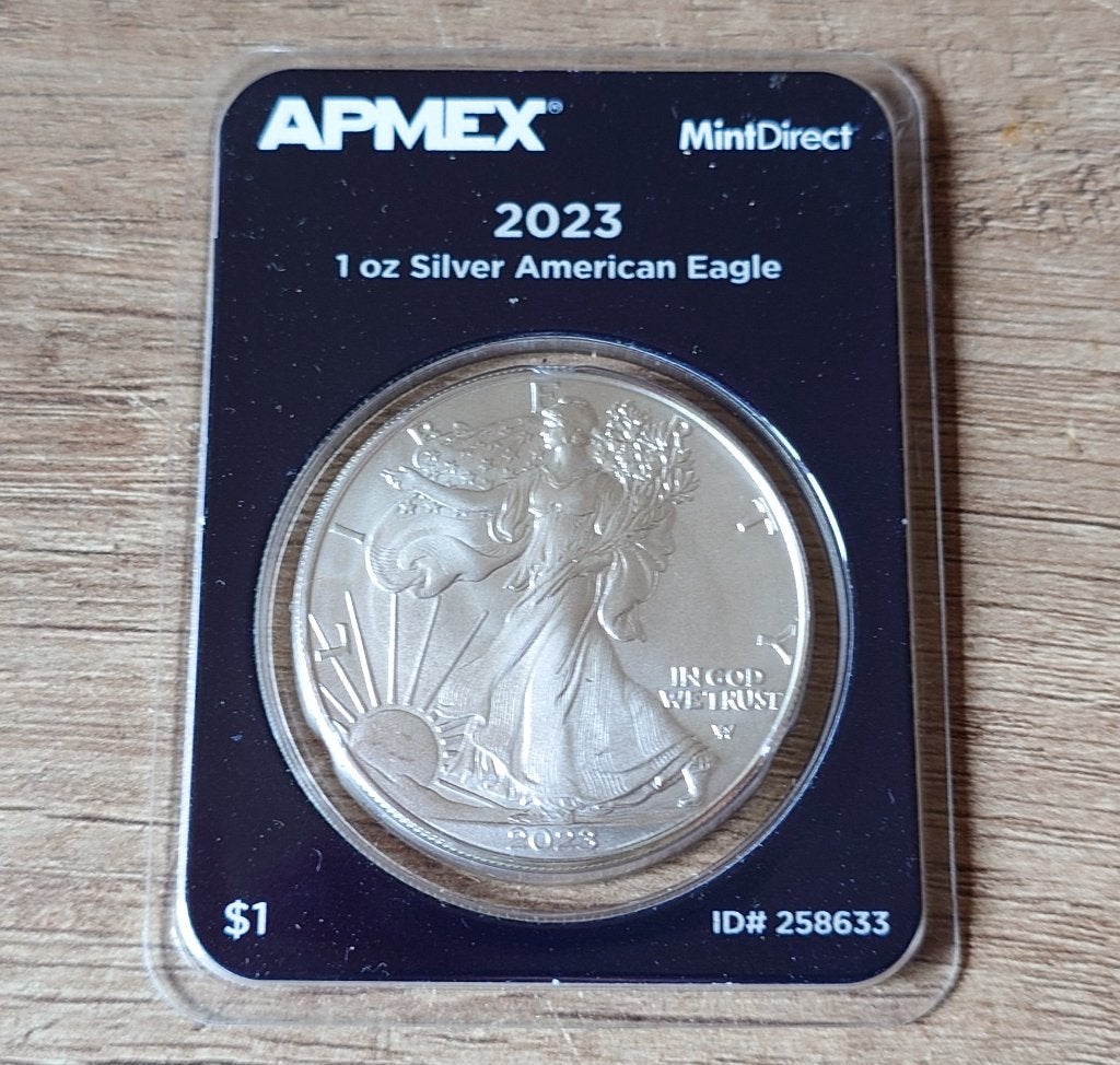 1 oz American Eagle 2023 Zilveren Munt APMEX verpakking, Verzenden, Losse munt, Zilver