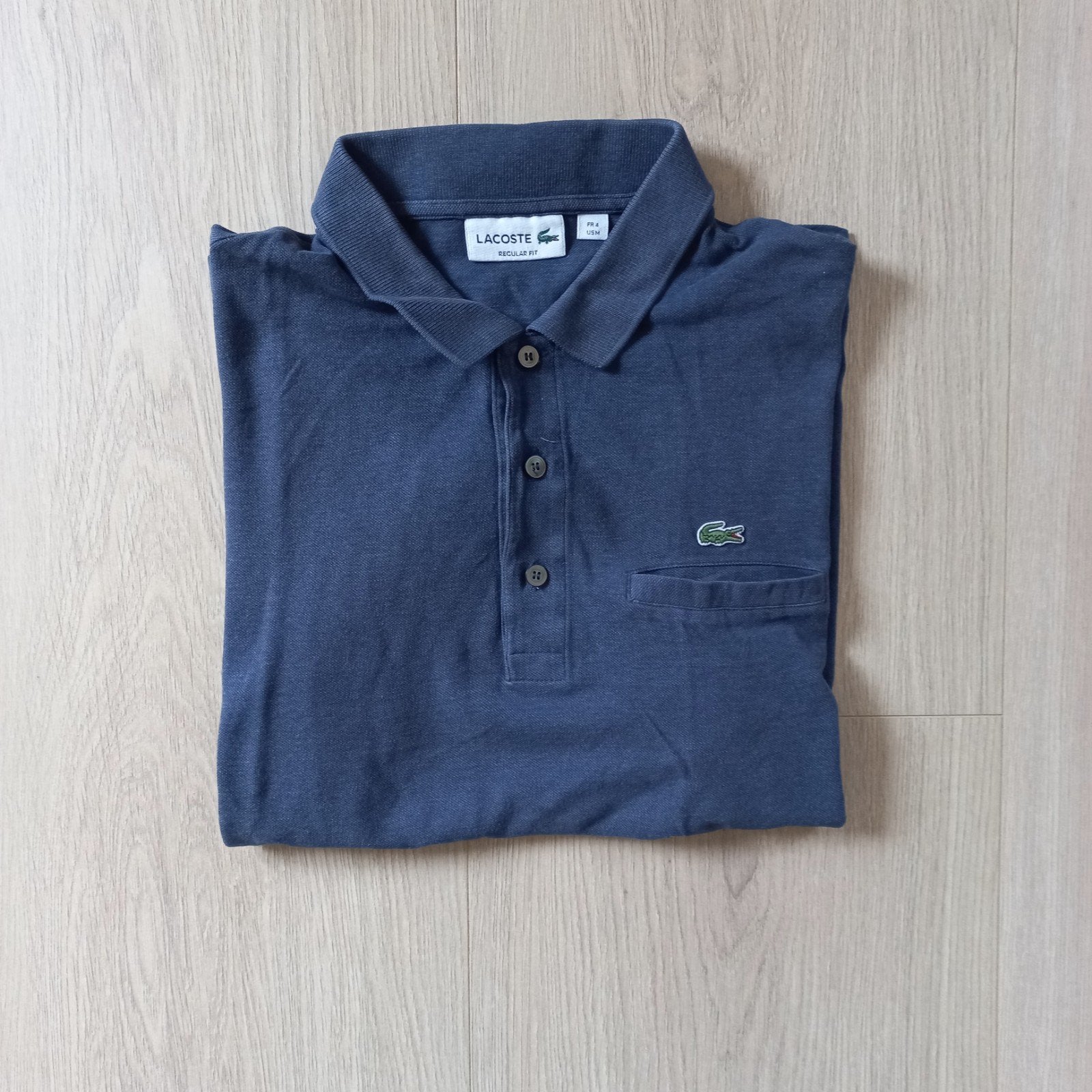 Elegante blauw/grijze polo Lacoste maat 4 (M), Lacoste, Zo goed als nieuw, Verzenden, Maat 48/50 (M)