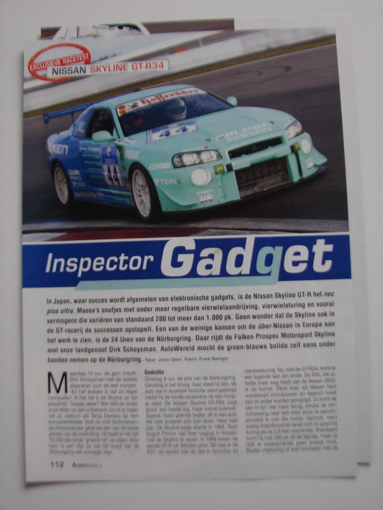 L'article de la Nissan Skyline GT-R34, Livres, Enlèvement ou Envoi, Comme neuf, Nissan
