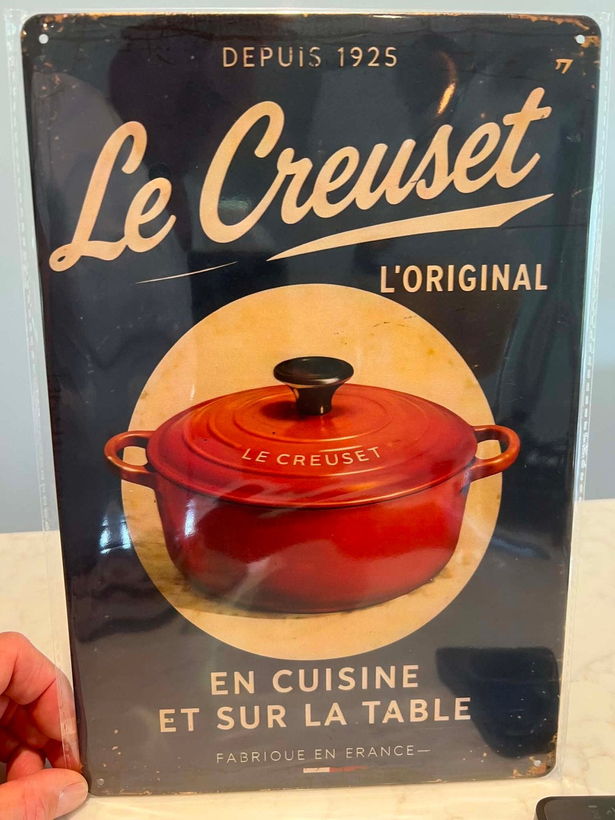 Nieuw Le Creuset metalen advertentie bord 30x20, Ophalen of Verzenden, Nieuw, Reclamebord