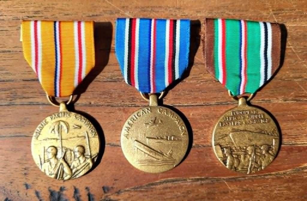 Set Amerikaanse veldtochtmedailles WO2, Ophalen of Verzenden, Lintje, Medaille of Wings