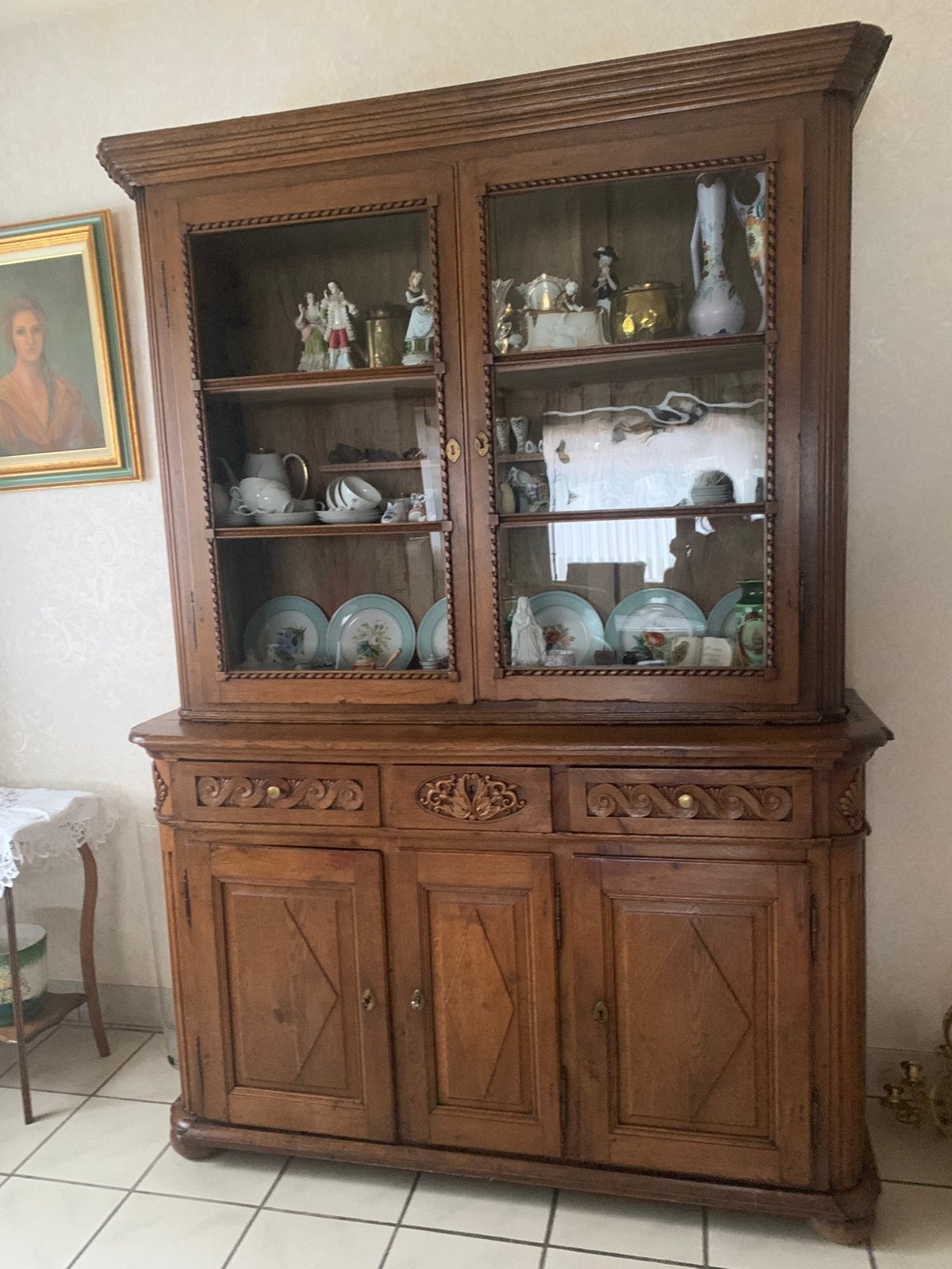 Mooie oude antieke kast bovenkant glas met 2 leggers Beneden, Huis en Inrichting, Ophalen, Zo goed als nieuw, Glas