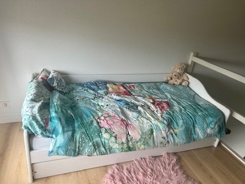 wit bed met bedlade, Maison & Meubles, 90 cm, Comme neuf, Enlèvement, 200 cm