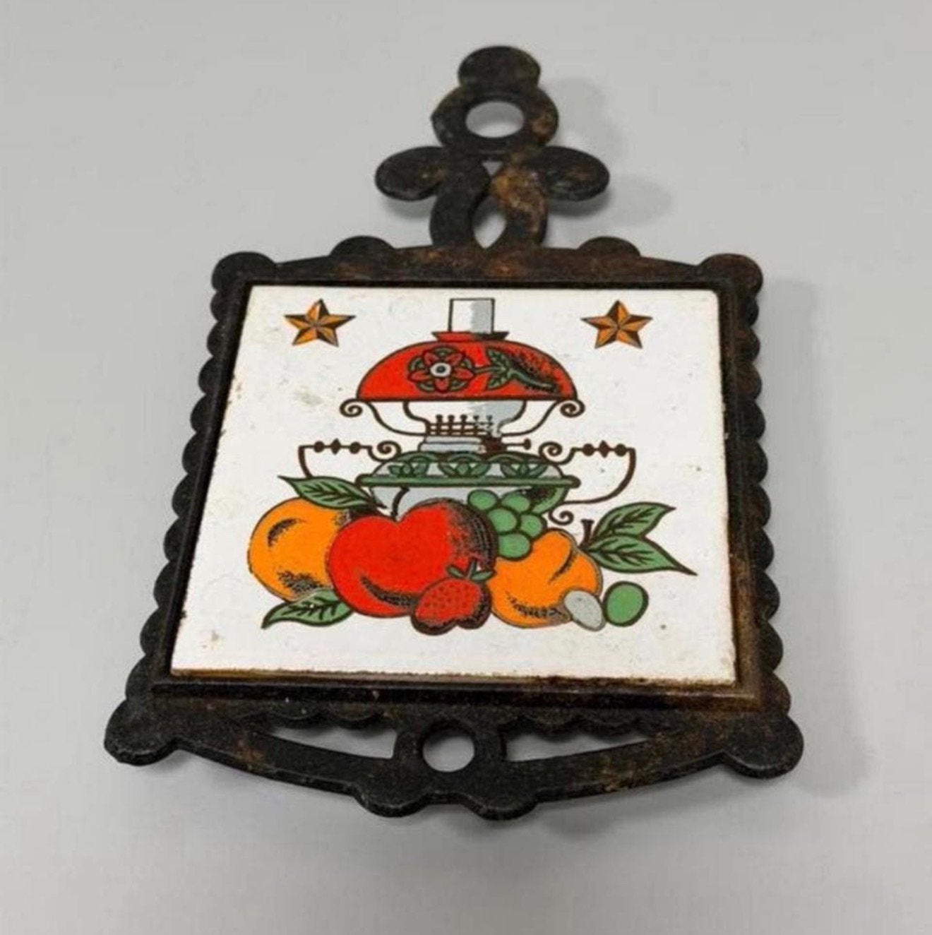 Sous-verre vintage en céramique en fonte 24 x 13 cm, Antiquités & Art, Enlèvement ou Envoi