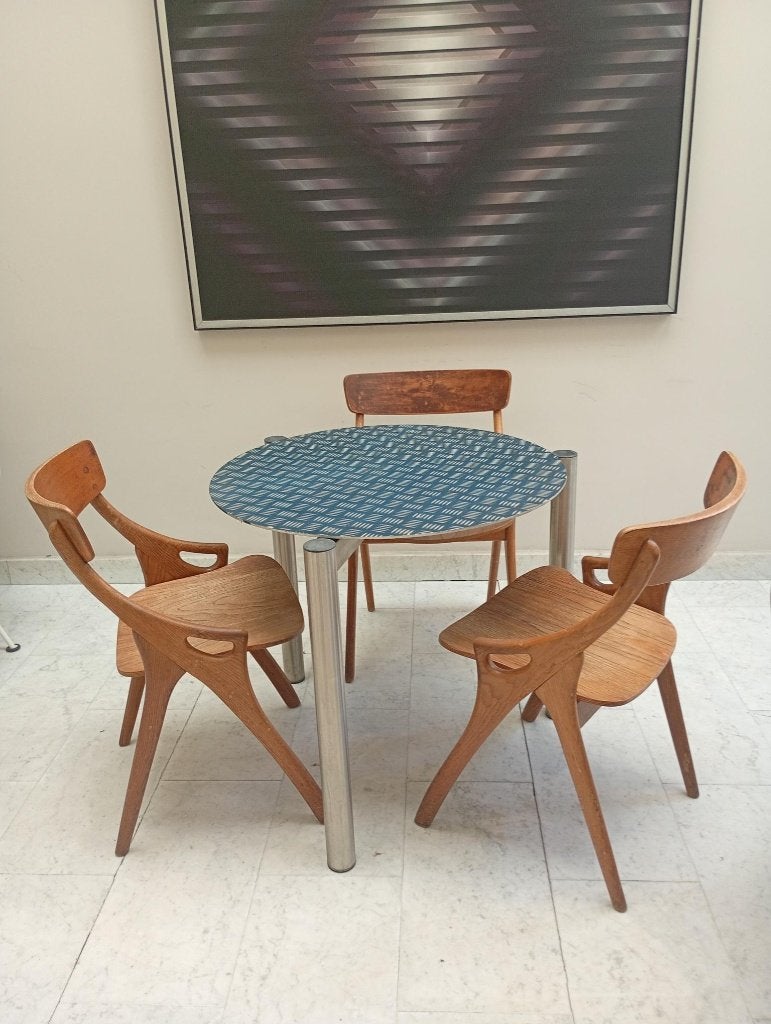 Vintage tafel Christophe Gevers, Huis en Inrichting, Ophalen, Gebruikt, 50 tot 100 cm, Rond