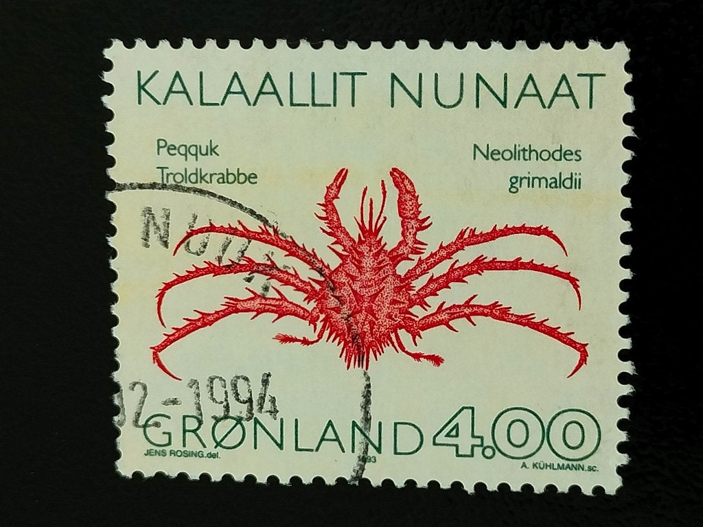 Groenland 1993 - faune sous-marine, crabes, Envoi, Danemark, Affranchi