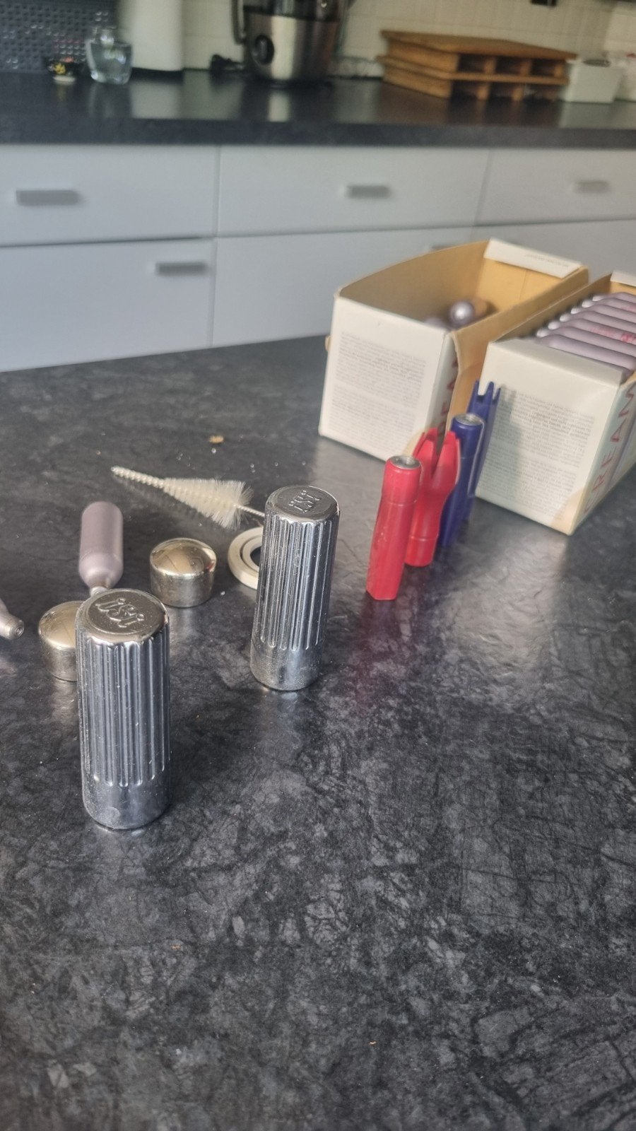 thermo slagroomspuit,2 stuks 0.5l en 0.25l, Antiek en Kunst, Ophalen