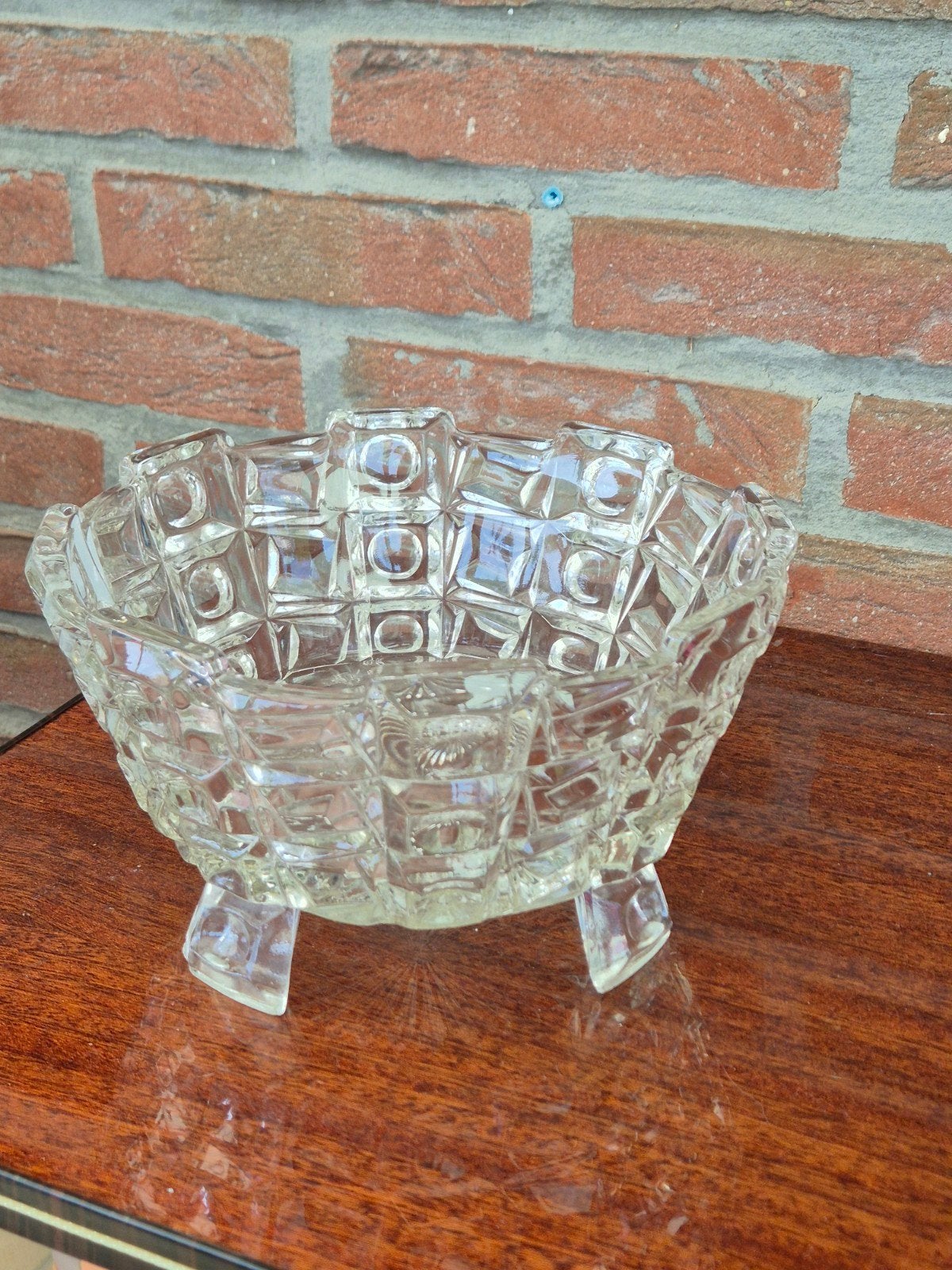Glazen fruitschaal op pootjes, Antiek en Kunst, Ophalen of Verzenden