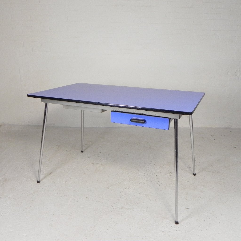 Formica tafel, bureau met 2 lades, jaren 50, Enlèvement ou Envoi