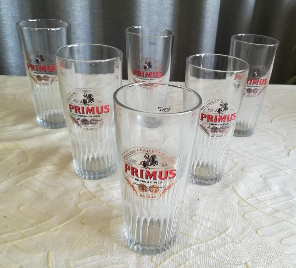 6 nieuwe Primus glazen 25 cl, Verzamelen, Biermerken, Nieuw, Glas of Glazen, Overige merken, Ophalen of Verzenden