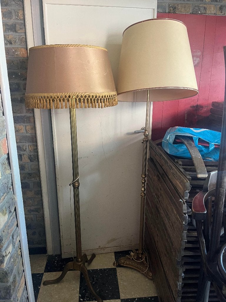2 Vintage staande lampen – sfeervol en karaktervol, Huis en Inrichting, Lampen | Vloerlampen, Gebruikt, 100 tot 150 cm, Ophalen