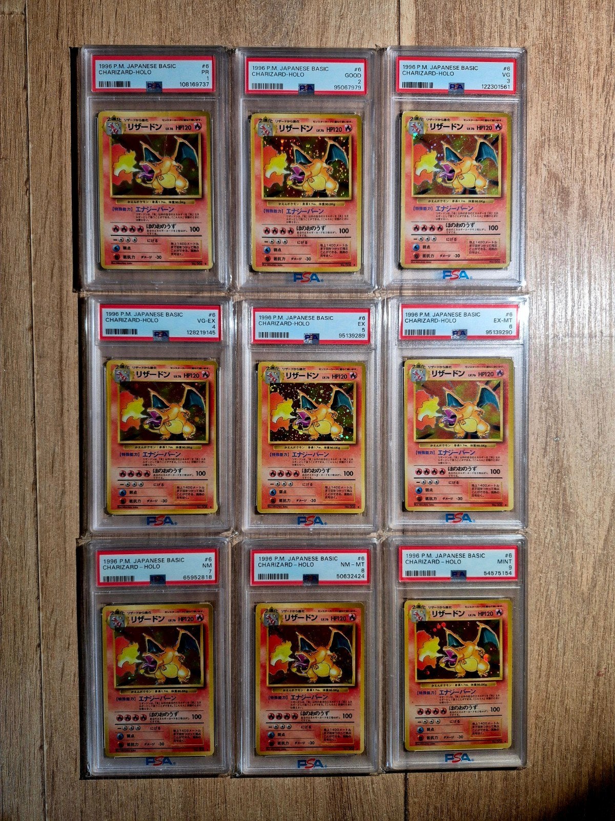 pokemon charizard holo base (basic) japanese psa1 tot psa9, Ophalen of Verzenden