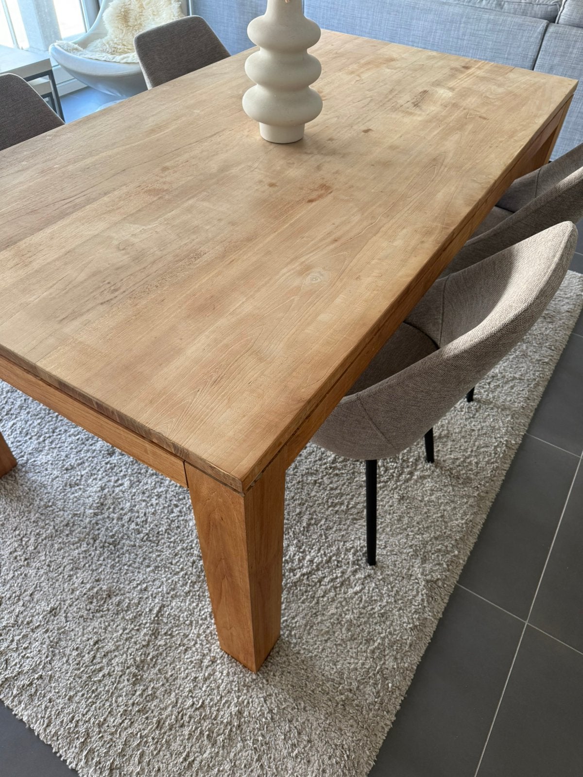 Eettafel Massief Teak 6 personen, Ophalen, Teakhout, 50 tot 100 cm, Zo goed als nieuw