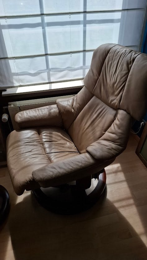 Stressless relaxzetel & voetenbank, Enlèvement, Utilisé, Bois