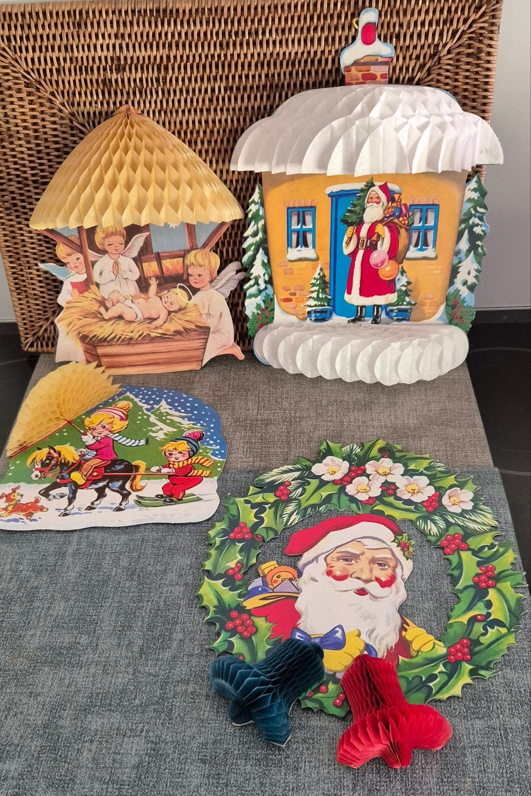 Vintage Kerstversiering /Honingraat / Papier & Karton, Enlèvement