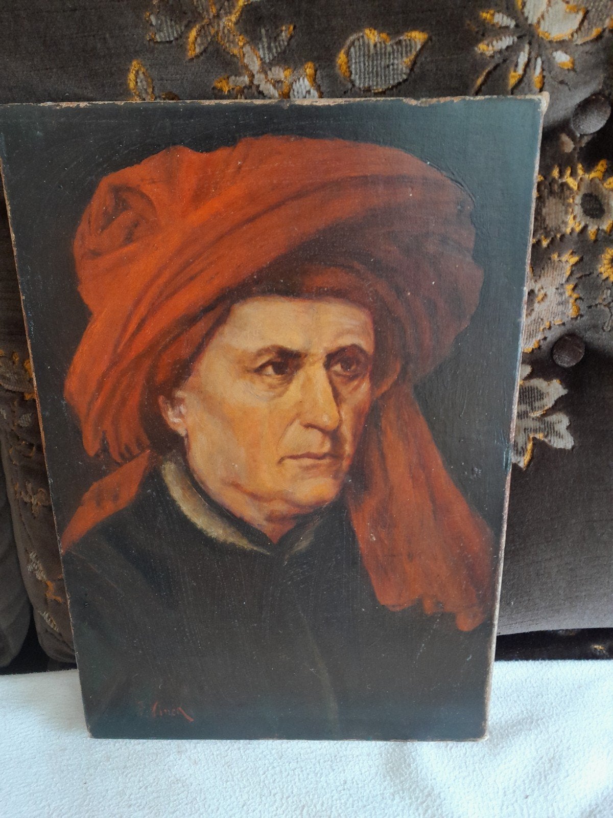 oud portret op doek, Ophalen of Verzenden, Gesigneerd, Doek