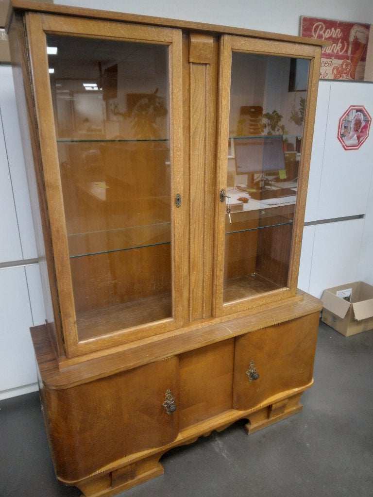 Tweedelige kast, Huis en Inrichting, Ophalen, Gebruikt, 100 tot 150 cm, Met lade(s)