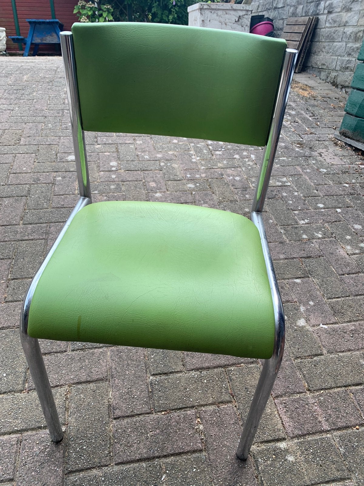 Mooie vintage retro stoel groen chroom jaren 60/70, Huis en Inrichting, Ophalen, Gebruikt, Overige kleuren