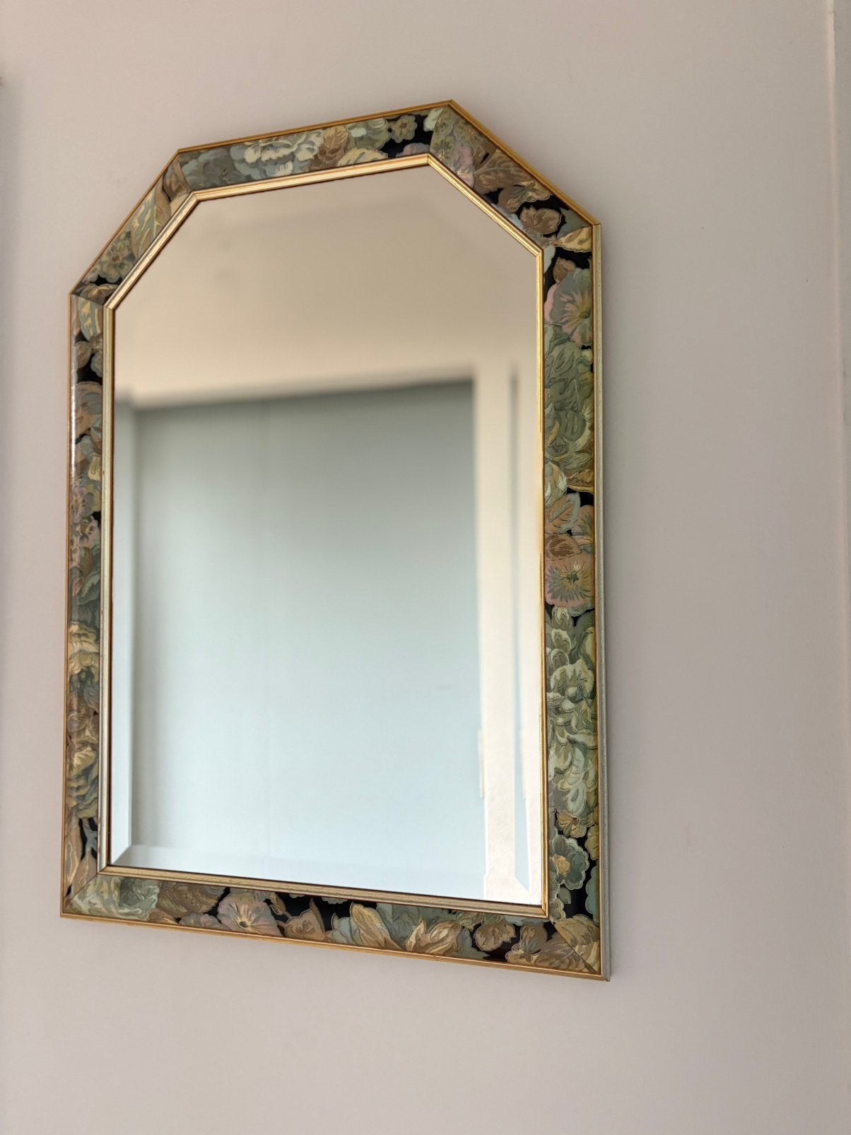 Miroir vintage unique avec motif floral 49x69 cm, Maison & Meubles, Moins de 100 cm, Enlèvement, Utilisé, Moins de 50 cm