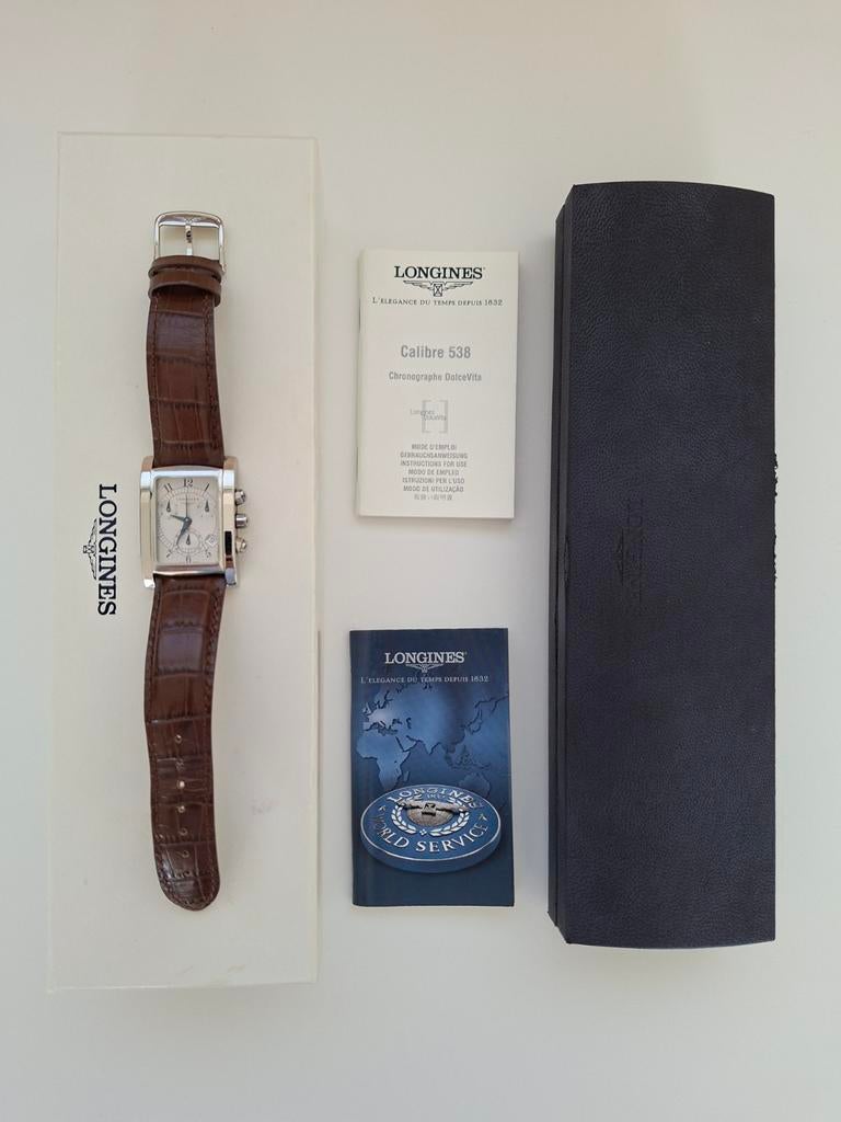 Chronographe Longines Dolce Vita, Montre-bracelet, Autres marques, Enlèvement ou Envoi, Cuir