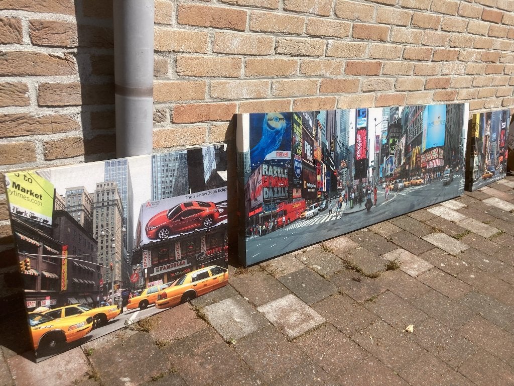 3 Kaders met foto’s van New York, Huis en Inrichting, Ophalen, Gebruikt, 125 cm of meer, Print