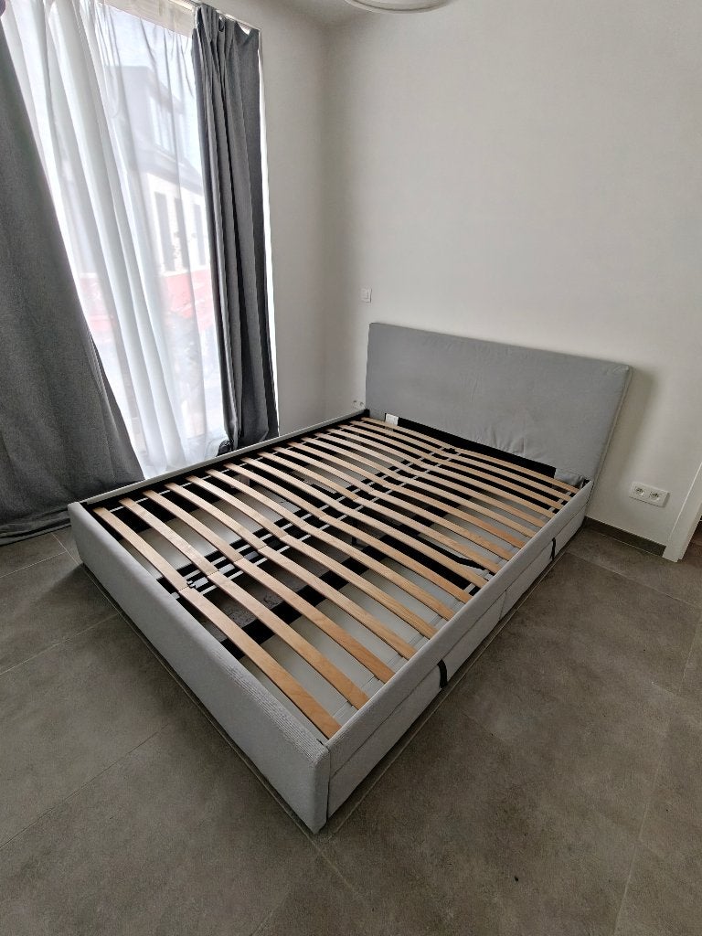 IKEA bed GLADSTAD met schuiven, Huis en Inrichting, Ophalen, Tweepersoons, Zo goed als nieuw, 160 cm