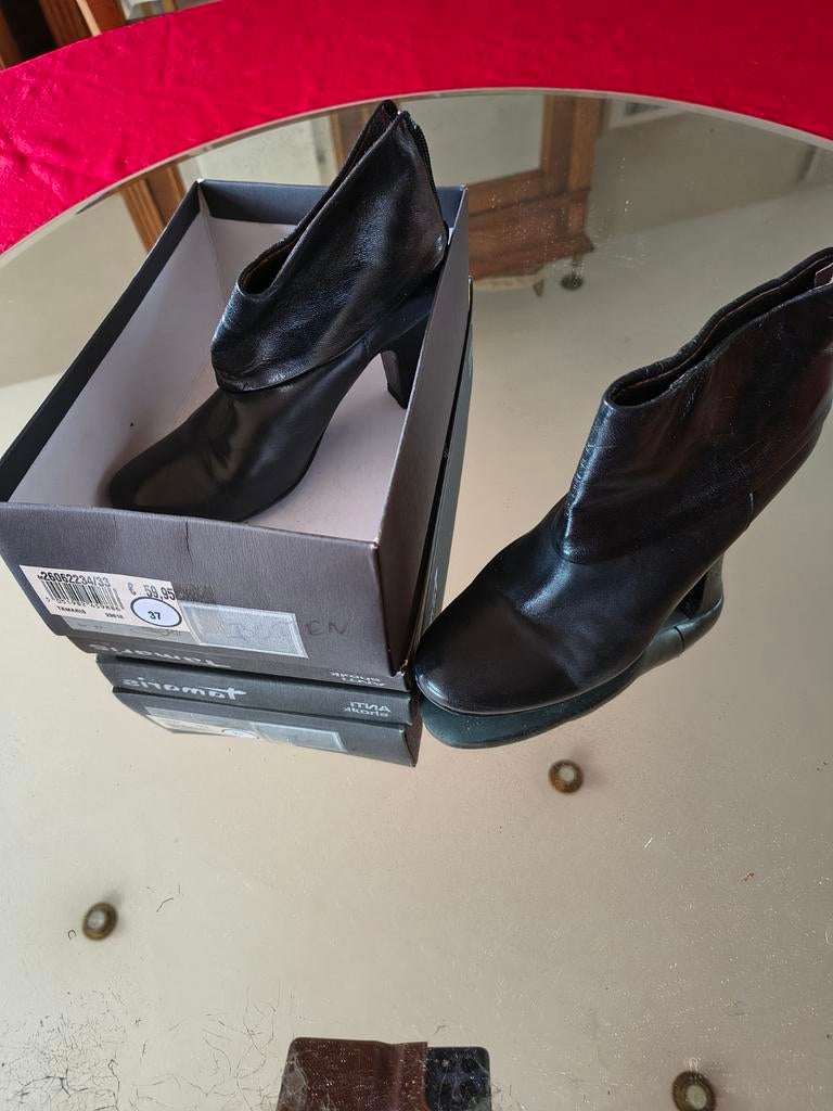 Zwarte korte elegante lederen laarsjes met hak 5cm, Kleding | Dames, Ophalen